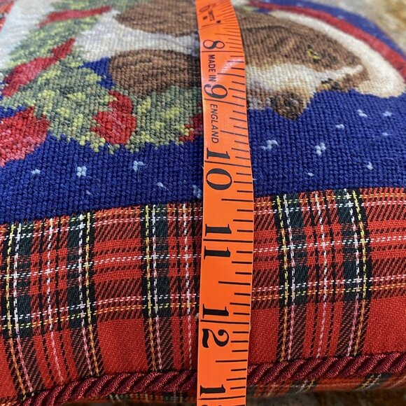 Spaniel Christmas - Needlepoint Plaid Tartan Pillow - Good Dog - Picture 3 of 4